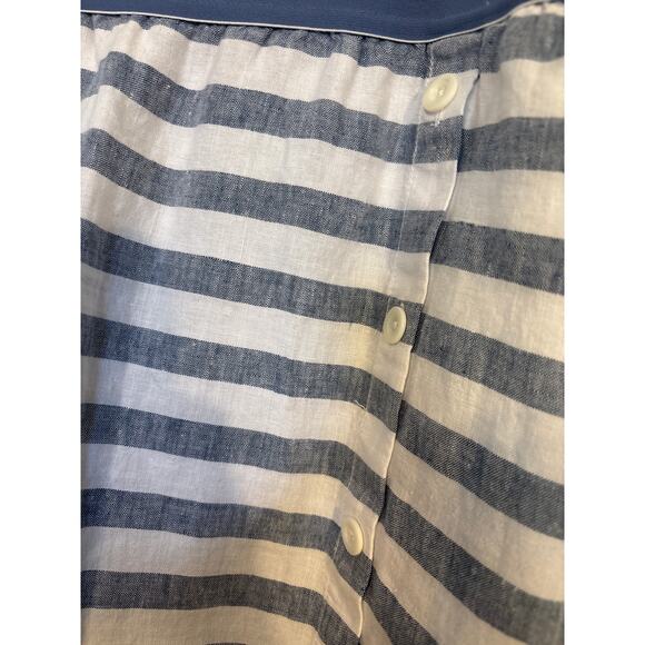 J. Jill Women's Large Love Linen Maxi Skirt Blue Striped Side Button Pockets - Picture 4 of 6